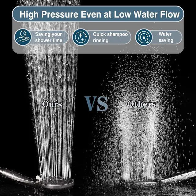 Alt view image 5 of 7 - BRIGHT SHOWERS High Pressure Shower Head with Handheld, 9 Spray Settings Showerhead Built in Power Wash to Clean Tub and Pets, Extra Long 69" Hose, Adjustable Bracket, Brushed Nickel