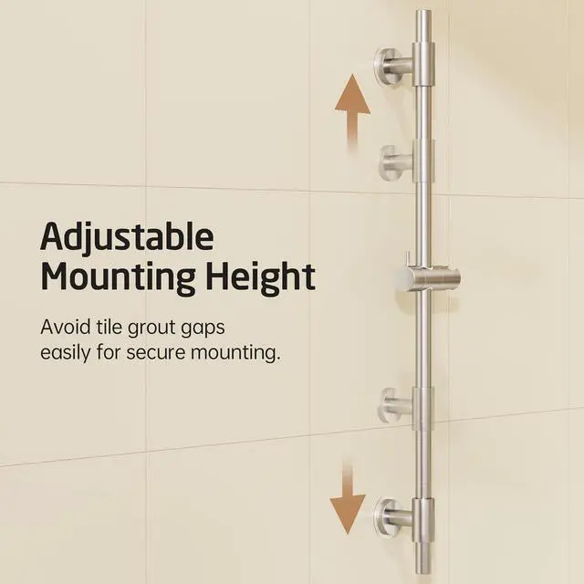 Alt view image 4 of 7 - KES Shower Slide Bar 30-Inch with Adjustable Shower Head Holder, SUS 304 Stainless Steel Drill-free Mounted Shower Bar Brushed Finish, F209S78DF-BS