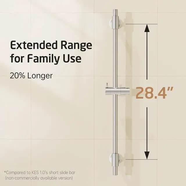 Alt view image 6 of 7 - KES Shower Slide Bar 30-Inch with Adjustable Shower Head Holder, SUS 304 Stainless Steel Drill-free Mounted Shower Bar Brushed Finish, F209S78DF-BS