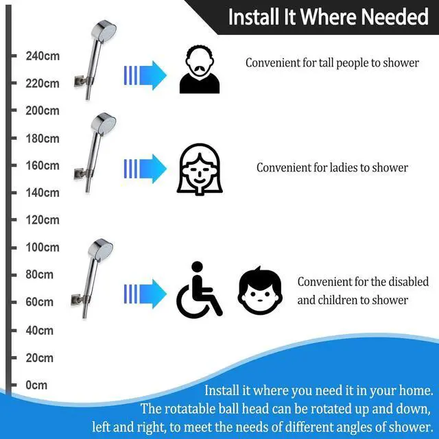 Alt view image 5 of 6 - Shower Head Holder All Metal Handheld Shower Wand Bracket Adhesive Shower Wall Mount Holder Brass Shower Spray Holder Brushed Nickel, Drill Free Glue Installation