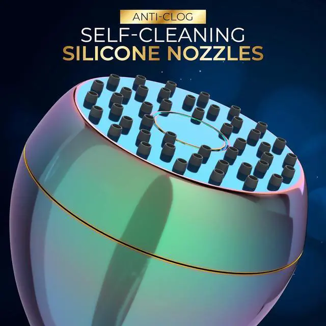 Alt view image 4 of 7 - High Pressure Shower Head - Powerful Deluxe Bathroom Showerhead with Strong Spray Stream and Small Silicone Nozzles - Universal Fit Works with High and Low Water Flow Showers (2.5 GPM, Polish Rainbow)
