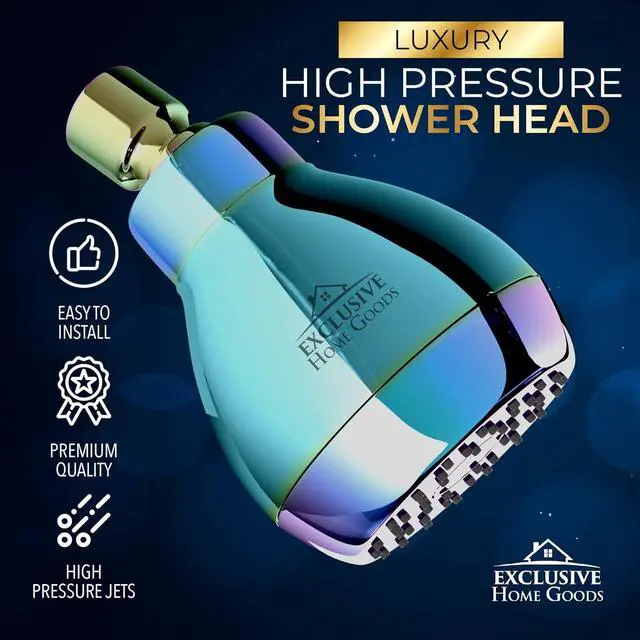 Alt view image 3 of 7 - High Pressure Shower Head - Powerful Deluxe Bathroom Showerhead with Strong Spray Stream and Small Silicone Nozzles - Universal Fit Works with High and Low Water Flow Showers (2.5 GPM, Polish Rainbow)