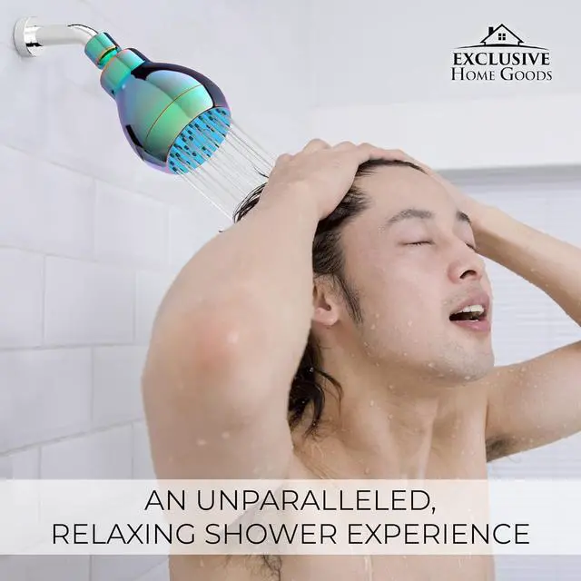 Alt view image 6 of 7 - High Pressure Shower Head - Powerful Deluxe Bathroom Showerhead with Strong Spray Stream and Small Silicone Nozzles - Universal Fit Works with High and Low Water Flow Showers (2.5 GPM, Polish Rainbow)