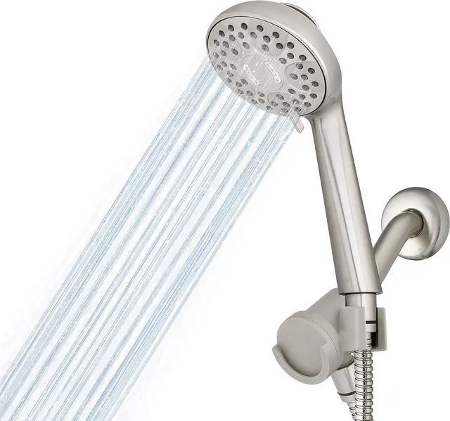 Main image of Waterpik Magnetic Dual Dock Adjustable Height Hand Held Shower Head With 5-Foot Metal Hose and PowerPulse Shower Massage, Brushed Nickel QMK-759ME