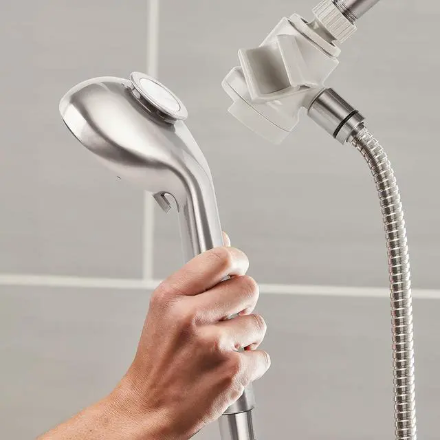 Alt view image 7 of 7 - Waterpik Magnetic Dual Dock Adjustable Height Hand Held Shower Head With 5-Foot Metal Hose and PowerPulse Shower Massage, Brushed Nickel QMK-759ME