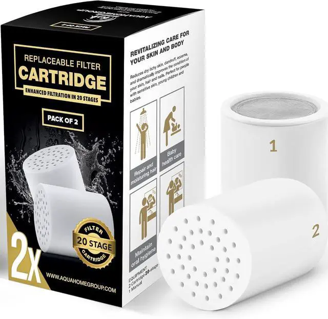 Main image of AquaHomeGroup 20 - Stage Replacement Premium Filter Cartridge 2-pack (No Housing), Compatible with Any Shower Filter of Similar Design 15 and 20 stages