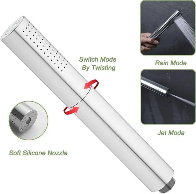 Alt view image 4 of 7 - Chrome Handheld Shower Head Brass 2 In 1 Function High Pressure Hand Shower Wand 7 Inch Hand Held Shower Head High Flow Shower Head Sprayer with 59 Inch Hose, Bracket