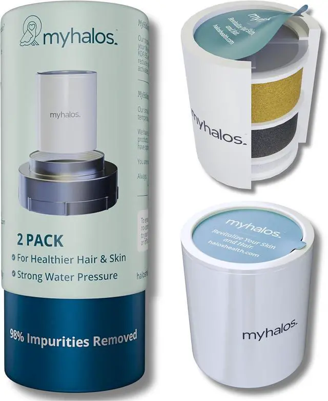 Main image of MyHalos® Fixed Hard Water Shower Filter Cartridge Replacement - Professional Home and Travel Power Filtered Shower Head Filter, Chlorine & Heavy Metal Removal - Water Softener, High Pressure - 3 Month