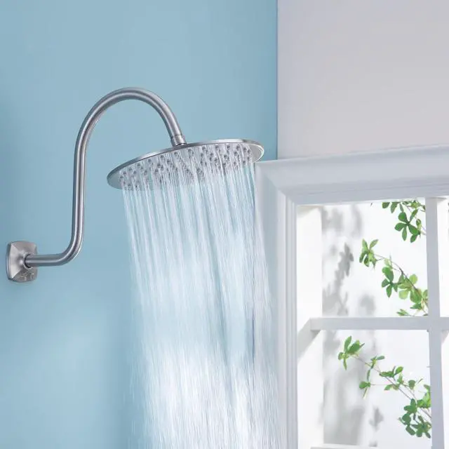 Alt view image 2 of 7 - RANDOM Rain Shower Head Brushed Nickel Rainfall Shower Head High Pressure Shower Head Rainfall Stainless Steel Shower Head 10 Inch Round Waterfall Showerhead,Full Body Coverage.72088BN-10