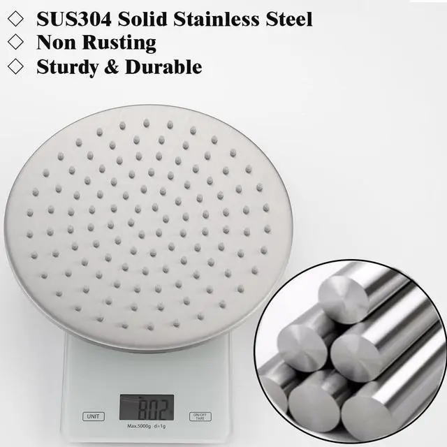 Alt view image 5 of 7 - RANDOM Rain Shower Head Brushed Nickel Rainfall Shower Head High Pressure Shower Head Rainfall Stainless Steel Shower Head 10 Inch Round Waterfall Showerhead,Full Body Coverage.72088BN-10