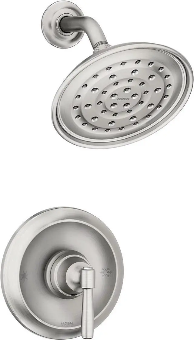 Main image of Moen Halle Spot Resist Brushed Nickel Shower Faucet Trim Set featuring Wide Showerhead and Lever Handle with Posi-Temp Valve Included, 82971SRN