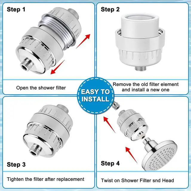 Alt view image 3 of 7 - 6 Pack 20 Stage Shower Filter Replacement by Cenipar Shower Cartridge Filter, Shower Head Filter Refill with Vitamin C Shower Head Replacement Filter for Hard Water