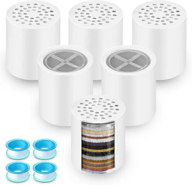 Main image of 6 Pack 20 Stage Shower Filter Replacement Cartridge, Shower Head Filter Refill for Hard Water to Remove Chlorine Fluoride Heavy Metal, High Output Bath Cartridges for Skin Hair Healthy