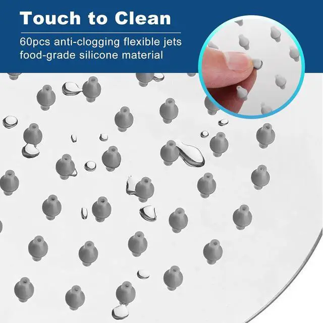 Alt view image 6 of 7 - All Metal 8 Inch Rainfall Shower Head, Chrome Large Round Luxury Fixed Showerhead Thick Stainless Steel, High Flow Rain Shower Heads Replacement Optimized for Pressure Even At Low Water Flow