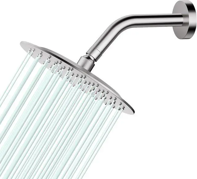 Main image of All Metal Rain Shower Head - Heavy Duty Stainless Steel, Easy Install, High Water Flow, Ultra-Thin Modern Design for Bathroom (Brushed Nickel, 8)