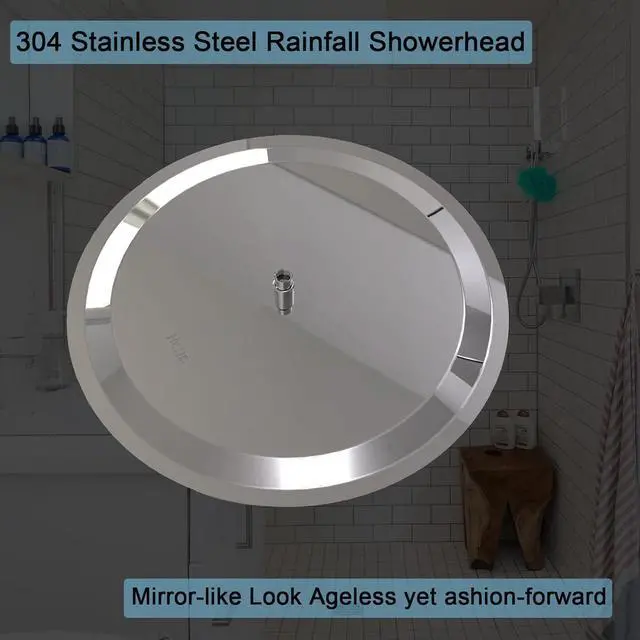 Alt view image 3 of 7 - Rain Shower Head, Katezon High Flow Rainfall Showerhead Stainless Steel, Bathroom Waterfall Shower Universal Wall Ceiling Mount (16'', Chrome)