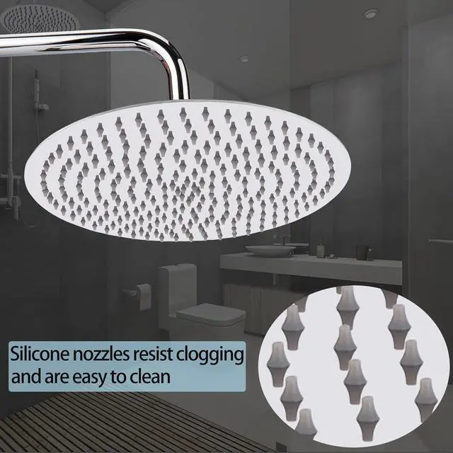 Alt view image 6 of 7 - Rain Shower Head, Katezon High Flow Rainfall Showerhead Stainless Steel, Bathroom Waterfall Shower Universal Wall Ceiling Mount (16'', Chrome)