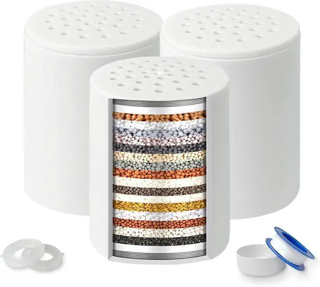 Main image of 3 Pack Shower Filter Replacement Cartridge, 20 Stage Shower Filter for Hard Water, Compatible with Any Similar Design, Reduces Chemicals & Chlorine, High Output
