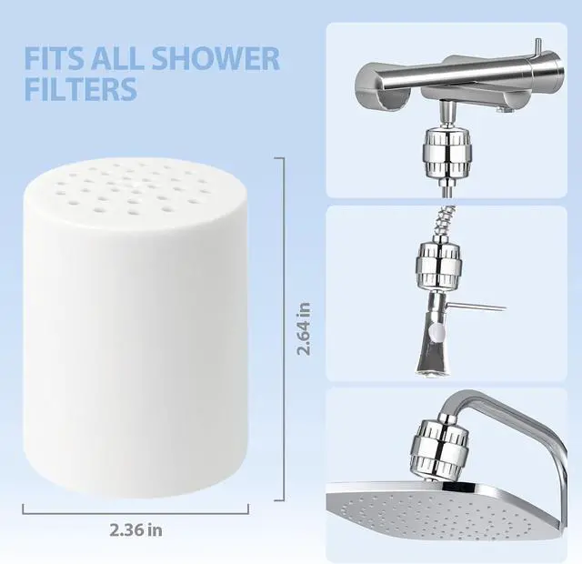 Alt view image 2 of 7 - 3 Pack Shower Filter Replacement Cartridge, 20 Stage Shower Filter for Hard Water, Compatible with Any Similar Design, Reduces Chemicals & Chlorine, High Output