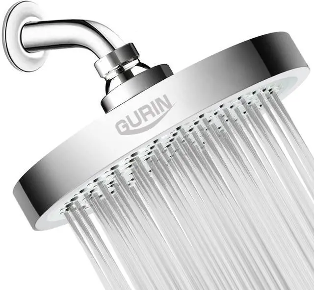 Main image of GURIN Shower Head High Pressure Rain, Luxury Bathroom Showerhead with Chrome Plated Finish, Adjustable Angles, Anti-Clogging Silicone Nozzles (California 1.8 GPM)