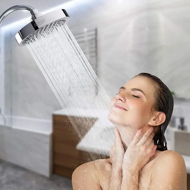 Alt view image 2 of 7 - GURIN Shower Head High Pressure Rain, Luxury Bathroom Showerhead with Chrome Plated Finish, Adjustable Angles, Anti-Clogging Silicone Nozzles (California 1.8 GPM)