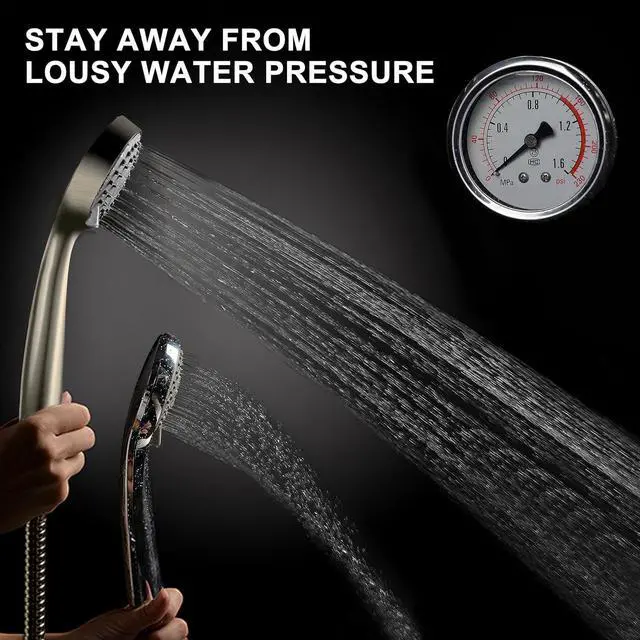 Alt view image 3 of 7 - YOO.MEE High Pressure Handheld Shower Head with Powerful Shower Spray against Low Pressure Water Supply Pipeline, Multi-functions, w/ 79'' Hose, Bracket, Brushed Nickel Finish
