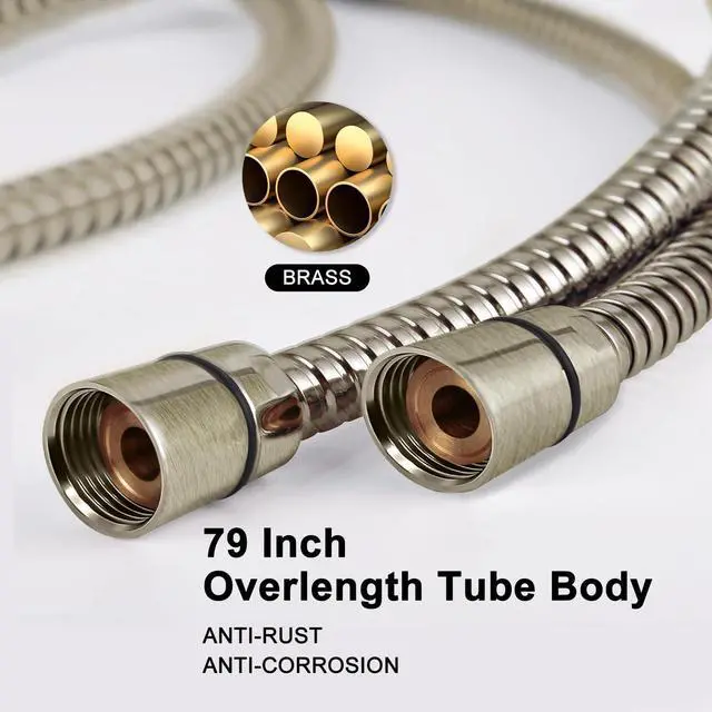 Alt view image 6 of 7 - YOO.MEE High Pressure Handheld Shower Head with Powerful Shower Spray against Low Pressure Water Supply Pipeline, Multi-functions, w/ 79'' Hose, Bracket, Brushed Nickel Finish