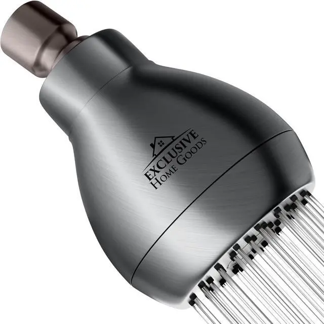 Main image of High Pressure Shower Head - Powerful Deluxe Bathroom Showerhead with Strong Spray Stream and Small Silicone Nozzles - Universal Fit Works with High and Low Water Flow Showers Matte Charcoal -1.8 GPM