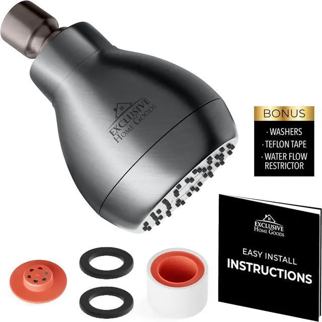 Alt view image 2 of 7 - High Pressure Shower Head - Powerful Deluxe Bathroom Showerhead with Strong Spray Stream and Small Silicone Nozzles - Universal Fit Works with High and Low Water Flow Showers Matte Charcoal -1.8 GPM