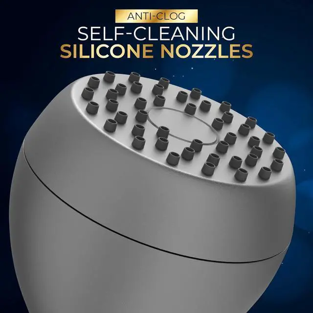Alt view image 4 of 7 - High Pressure Shower Head - Powerful Deluxe Bathroom Showerhead with Strong Spray Stream and Small Silicone Nozzles - Universal Fit Works with High and Low Water Flow Showers Matte Charcoal -1.8 GPM