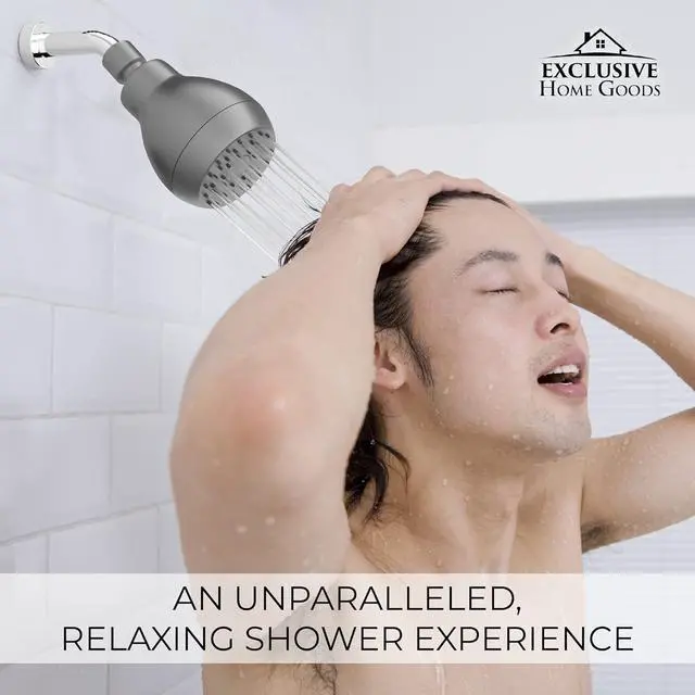 Alt view image 6 of 7 - High Pressure Shower Head - Powerful Deluxe Bathroom Showerhead with Strong Spray Stream and Small Silicone Nozzles - Universal Fit Works with High and Low Water Flow Showers Matte Charcoal -1.8 GPM