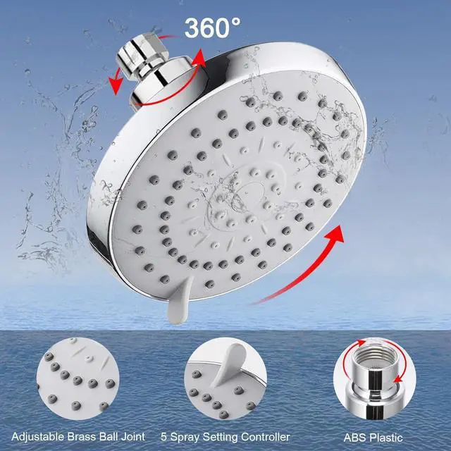 Alt view image 5 of 7 - High Pressure 5 Setting Rain Shower Head Combo - Dual Set With Handheld Filter for Hard Water, Chrome