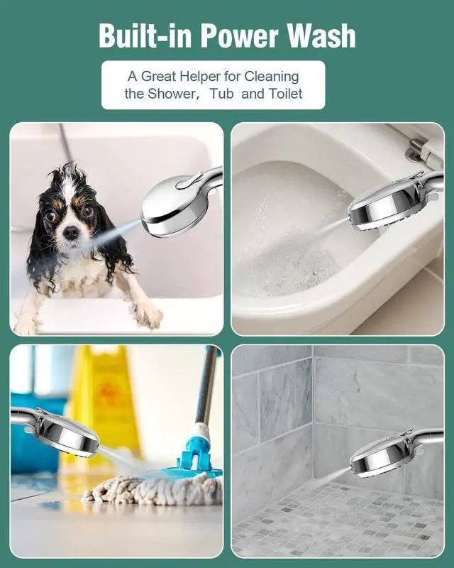 Alt view image 5 of 7 - Filtered Shower Head with Handheld, High Pressure Shower Heads with Filter for Hard Water, 6 Spray Modes Detachable Showerhead with Hose and Bracket (Chrome Polished)
