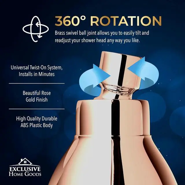 Alt view image 5 of 7 - High Pressure Shower Head - Powerful Deluxe Bathroom Showerhead with Strong Spray Stream and Small Silicone Nozzles - Universal Fit Works with High and Low Water Flow Showers 2.5 GPM - Rose Gold