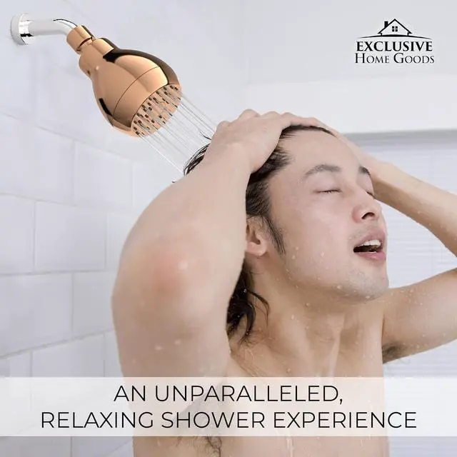 Alt view image 6 of 7 - High Pressure Shower Head - Powerful Deluxe Bathroom Showerhead with Strong Spray Stream and Small Silicone Nozzles - Universal Fit Works with High and Low Water Flow Showers 2.5 GPM - Rose Gold