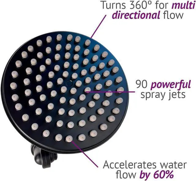 Alt view image 3 of 6 - Rainfall Shower Head  Energy Efficient High Pressure Water Flow  Easy Installation Adjustable Luxurious Shower Head  9 Diameter, Black Matte