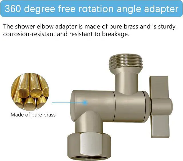 Alt view image 5 of 6 - All Metal Shower Angle Adapter, Adjustable Shower Head Extension Adapter, Solid Brass Shower Head Elbow,Adjust Angle to Upgrade Shower Experience,Universal Connection (Brushed nickel)