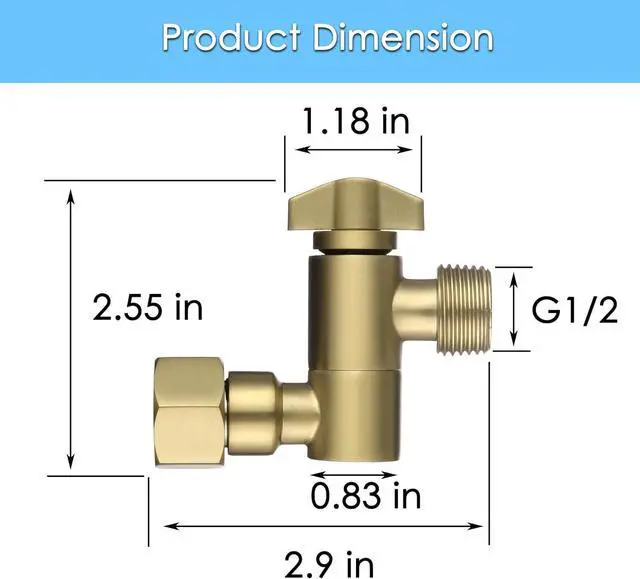 Alt view image 2 of 7 - Brushed Gold Shower Head Adapter, Adjustable Shower Head Elbow Adapter, Shower Arm Extention for Fixed and Rain Shower Head, SE002BG