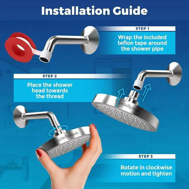 Alt view image 4 of 7 - High Pressure Shower Head - Anti-Clogging Silicone Nozzles - 2.5 GPM Removable Restrictor - Easy to Clean Adjustable Replacement - easy to install with Plumbers Tape - 6 inch - Classic Chrome Finish