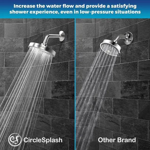Alt view image 6 of 7 - High Pressure Shower Head - Anti-Clogging Silicone Nozzles - 2.5 GPM Removable Restrictor - Easy to Clean Adjustable Replacement - easy to install with Plumbers Tape - 6 inch - Classic Chrome Finish
