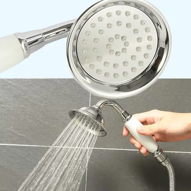 Alt view image 3 of 7 - ENGA Vintage Hand-held Shower Rain Sprayer Telephone Shaped Brass Ceramic Shower Head with 59 Inch Hose for Bathroom (Chrome Finish)