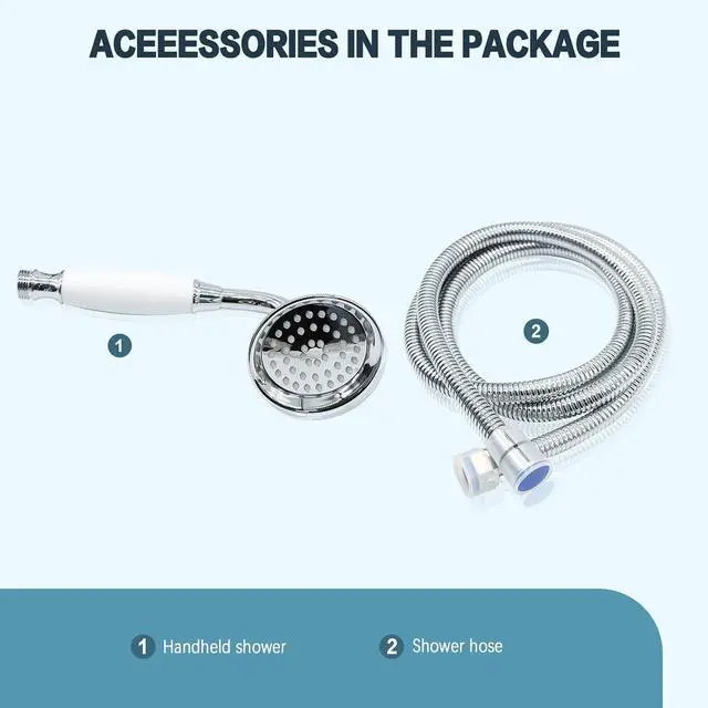 Alt view image 5 of 7 - ENGA Vintage Hand-held Shower Rain Sprayer Telephone Shaped Brass Ceramic Shower Head with 59 Inch Hose for Bathroom (Chrome Finish)