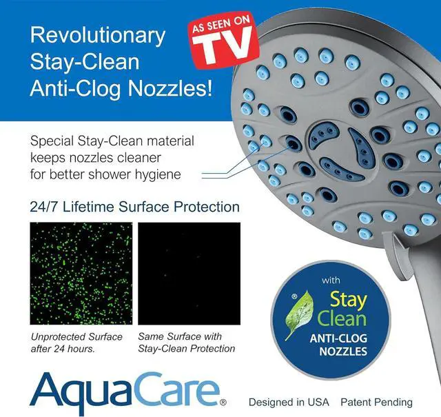Alt view image 3 of 7 - AquaCare High Pressure 8-mode Handheld Shower Head - Anti-clog Nozzles, Built-in Power Wash to Clean Tub, Tile & Pets, Extra Long 6 ft. Stainless Steel Hose, Wall & Overhead Brackets