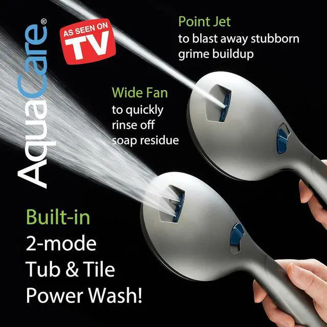 Alt view image 7 of 7 - AquaCare High Pressure 8-mode Handheld Shower Head - Anti-clog Nozzles, Built-in Power Wash to Clean Tub, Tile & Pets, Extra Long 6 ft. Stainless Steel Hose, Wall & Overhead Brackets