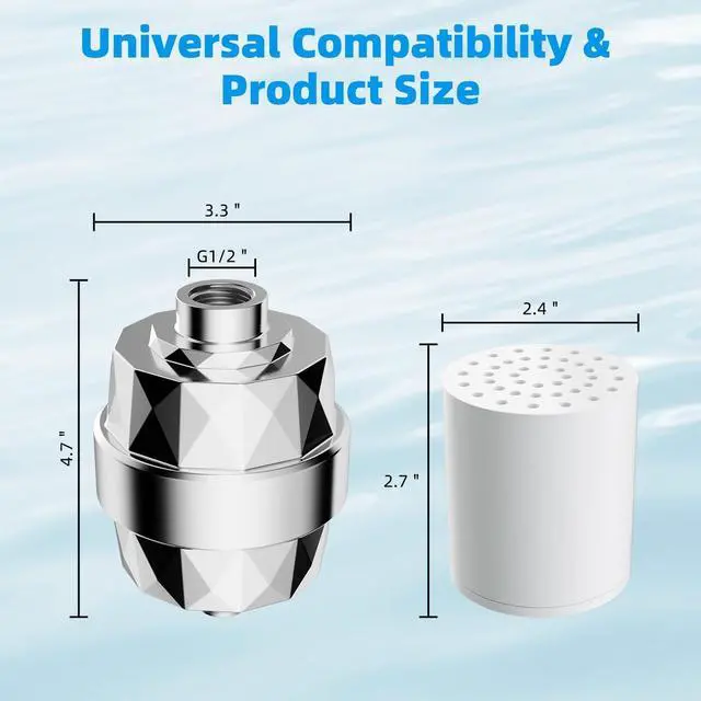 Alt view image 2 of 7 - Hibbent Shower Filter for Hard Water, High Output Shower Head Filter to Remove Chlorine and Fluoride, 20 Stage Showerhead Filter with Vitamin C, Reduces Dry Itchy Skin, and Eczema, Chrome