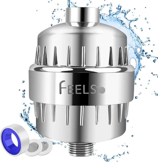 Main image of FEELSO 18 Stage Shower Filter, Upgraded High Output Universal Shower Head Water Softener Filter for Hard Water Remove Chlorine Fluoride Heavy Metals Sediments Impurities