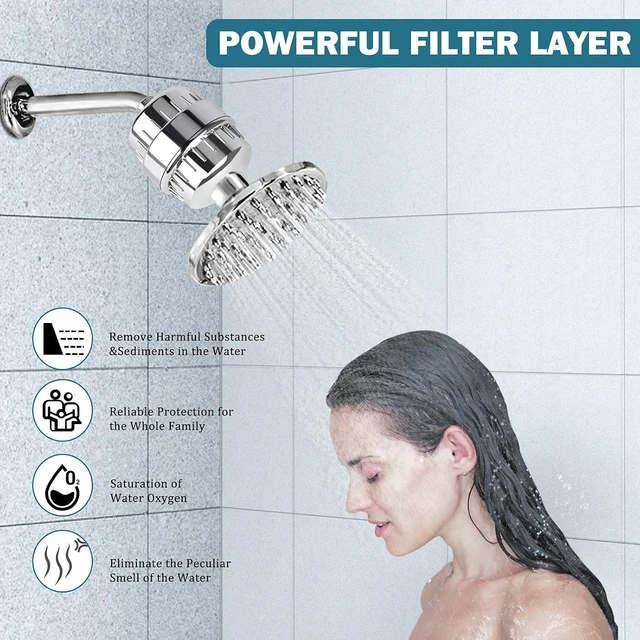 Alt view image 4 of 6 - FEELSO 18 Stage Shower Filter, Upgraded High Output Universal Shower Head Water Softener Filter for Hard Water Remove Chlorine Fluoride Heavy Metals Sediments Impurities