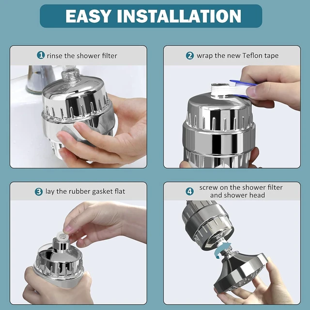 Alt view image 5 of 6 - FEELSO 18 Stage Shower Filter, Upgraded High Output Universal Shower Head Water Softener Filter for Hard Water Remove Chlorine Fluoride Heavy Metals Sediments Impurities