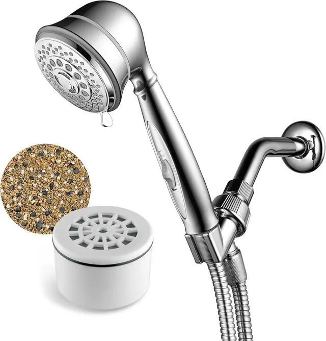 Main image of AquaCare by Hotel Spa 7-Setting Filtered Handheld Shower Head with Patented ON/OFF Pause Switch and Enriched KDF Shower Filter Cartridge Inside 4 Inch