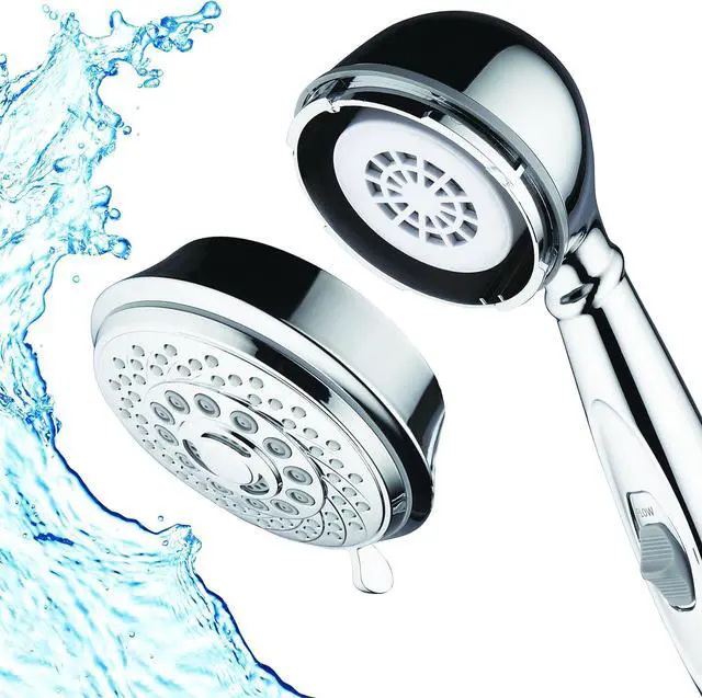 Alt view image 7 of 7 - AquaCare by Hotel Spa 7-Setting Filtered Handheld Shower Head with Patented ON/OFF Pause Switch and Enriched KDF Shower Filter Cartridge Inside 4 Inch